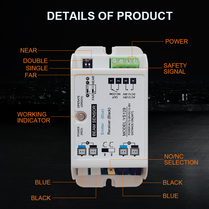  Infrared Photocell Safety Beam Sensor for Automatic Sliding Door