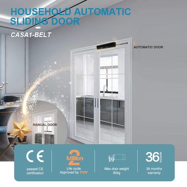 CASA1-belt Automatic sliding door AC100-240V home automatic door For kitchen and balcony closer from Ningbo Turtech 